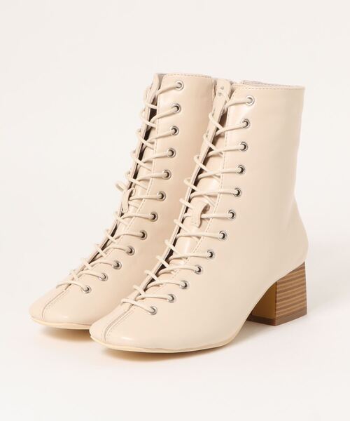 Shoes in Closet（シューズインクローゼット）の「軽量 スクエアトゥ レースアップ ブーツ 1868WB（ブーツ・レディース・アイボリー/ブラック/ダークブラウン/ベージュ・3L/M/XS/L/LL/S）」の9枚目の写真