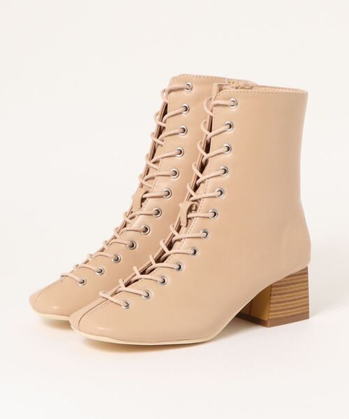 Shoes in Closet（シューズインクローゼット）の「軽量 スクエアトゥ レースアップ ブーツ 1868WB（ブーツ・レディース・アイボリー/ブラック/ダークブラウン/ベージュ・3L/M/XS/L/LL/S）」の7枚目の写真