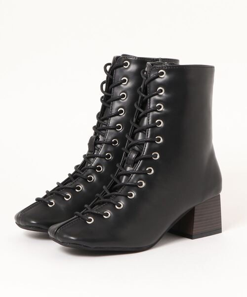 Shoes in Closet（シューズインクローゼット）の「軽量 スクエアトゥ レースアップ ブーツ 1868WB（ブーツ・レディース・アイボリー/ブラック/ダークブラウン/ベージュ・3L/M/XS/L/LL/S）」の8枚目の写真