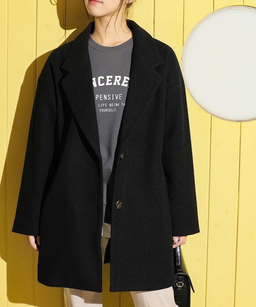 Honeys（ハニーズ）の「テーラーコート（テーラードジャケット・レディース・ライトグレー/ブラウン/ライトベージュ/ブラック/アイボリー・M/L）」の3枚目の写真