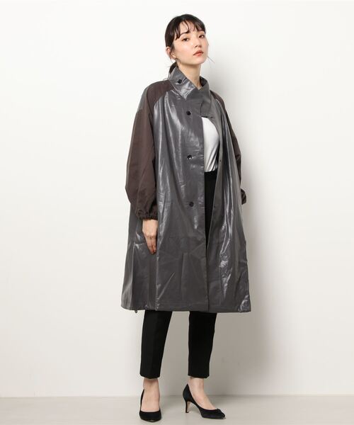 NICOLE white（ニコルホワイト）の「フェイクレザー スタンドコート（その他アウター・レディース・キャメル/カーキ/グレー・FREE）」の16枚目の写真