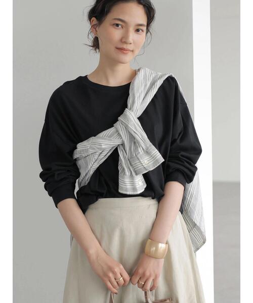 AMERICAN HOLIC（アメリカンホリック）の「★コクーンカットプルオーバー（Tシャツ/カットソー・レディース・モカ/オフホワイト/ライトカーキ/ブルー/ブラック・L/S/M）」の7枚目の写真