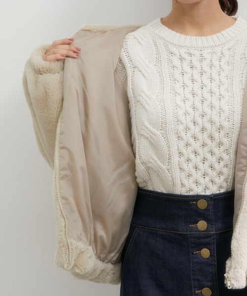 vis-`a-vis（ビサビ）の「【WEB限定】ふわっとボリューミー、フード付きファーブルゾン（ブルゾン・レディース・キナリ/ブラウン/ベージュ・FREE）」の21枚目の写真