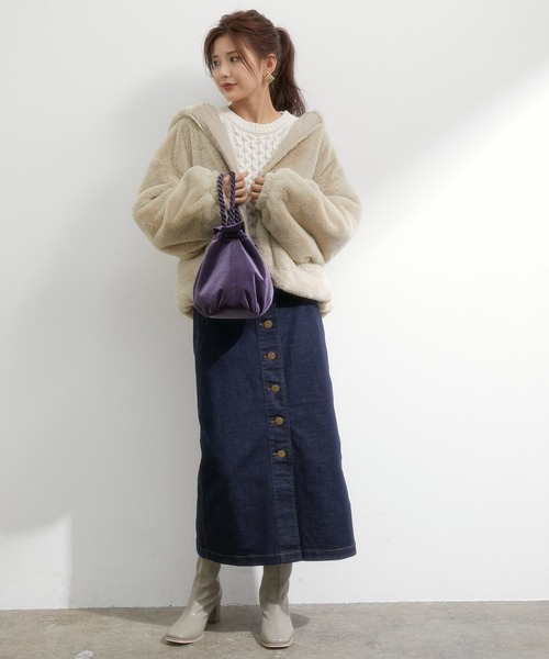 vis-`a-vis（ビサビ）の「【WEB限定】ふわっとボリューミー、フード付きファーブルゾン（ブルゾン・レディース・キナリ/ブラウン/ベージュ・FREE）」の18枚目の写真