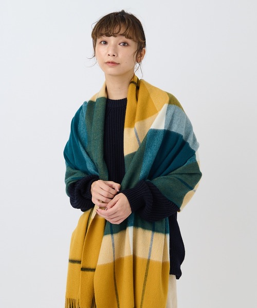 elegancese（エレガンセーゼ）の「【elegancese】check wave British Garden ピュアカシミヤ100%チェックマフラー pure cashmere EL03 エレガンセーゼ カシミア（マフラー・レディース・ホワイト/ブラック/グレー/レッド/イエロー/ブラウン/ブルー/グリーン・FREE）」の10枚目の写真