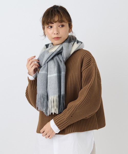 elegancese（エレガンセーゼ）の「【elegancese】check wave British Garden ピュアカシミヤ100%チェックマフラー pure cashmere EL03 エレガンセーゼ カシミア（マフラー・レディース・ホワイト/ブラック/グレー/レッド/イエロー/ブラウン/ブルー/グリーン・FREE）」の12枚目の写真