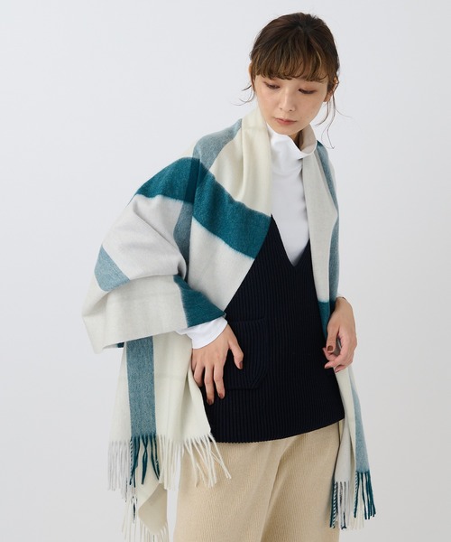 elegancese（エレガンセーゼ）の「【elegancese】check wave British Garden ピュアカシミヤ100%チェックマフラー pure cashmere EL03 エレガンセーゼ カシミア（マフラー・レディース・ホワイト/ブラック/グレー/レッド/イエロー/ブラウン/ブルー/グリーン・FREE）」の11枚目の写真