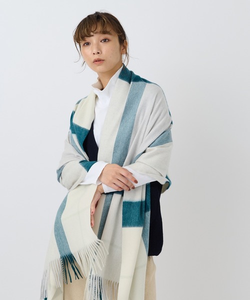 elegancese（エレガンセーゼ）の「【elegancese】check wave British Garden ピュアカシミヤ100%チェックマフラー pure cashmere EL03 エレガンセーゼ カシミア（マフラー・レディース・ホワイト/ブラック/グレー/レッド/イエロー/ブラウン/ブルー/グリーン・FREE）」の13枚目の写真