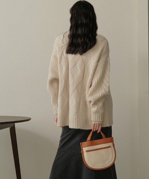 Bab(バブ)の「【WEB限定】ケーブル編みニットトップス(ニット/セーター・レディース・アイボリー/チャコールグレー/ベージュ・FREE)」の17枚目の写真