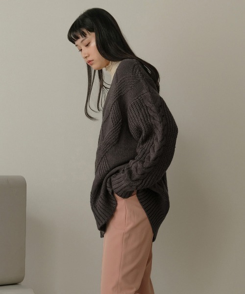 Bab(バブ)の「【WEB限定】ケーブル編みニットトップス(ニット/セーター・レディース・アイボリー/チャコールグレー/ベージュ・FREE)」の13枚目の写真