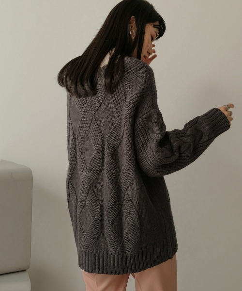 Bab(バブ)の「【WEB限定】ケーブル編みニットトップス(ニット/セーター・レディース・アイボリー/チャコールグレー/ベージュ・FREE)」の14枚目の写真