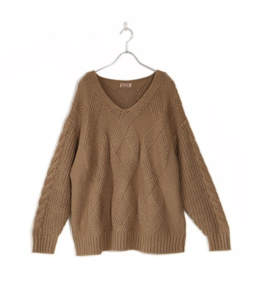 Bab(バブ)の「【WEB限定】ケーブル編みニットトップス(ニット/セーター・レディース・アイボリー/チャコールグレー/ベージュ・FREE)」の19枚目の写真