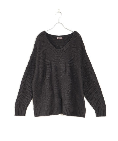 Bab(バブ)の「【WEB限定】ケーブル編みニットトップス(ニット/セーター・レディース・アイボリー/チャコールグレー/ベージュ・FREE)」の20枚目の写真