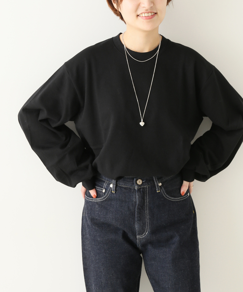 IENA(イエナ)の「ミニ裏毛ボリュームスリーブプルオーバー◆(Tシャツ/カットソー・レディース・ライトグレー/ブラック/アイボリー・FREE)」の2枚目の写真