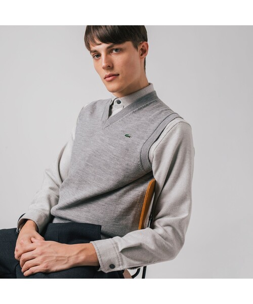 LACOSTE（ラコステ）の「Karl Karl(R)Vネックニットベスト（ベスト・メンズ・ブラック/グレー/ネイビー・3/4/2/5）」の4枚目の写真