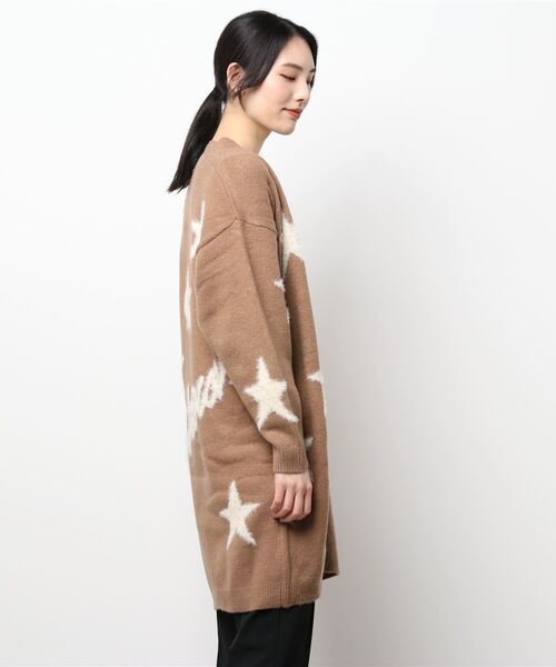 Rodeo Crowns（ロデオクラウンズ）の「【WEB限定】STARﾛﾝｸﾞﾆｯﾄｶｰﾃﾞｨｶﾞﾝ（カーディガン/ボレロ・レディース・ブラック/ベージュ/ネイビー・FREE）」の4枚目の写真