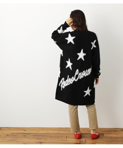 Rodeo Crowns（ロデオクラウンズ）の「【WEB限定】STARﾛﾝｸﾞﾆｯﾄｶｰﾃﾞｨｶﾞﾝ（カーディガン/ボレロ・レディース・ブラック/ベージュ/ネイビー・FREE）」の3枚目の写真