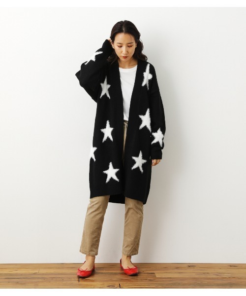 Rodeo Crowns（ロデオクラウンズ）の「【WEB限定】STARﾛﾝｸﾞﾆｯﾄｶｰﾃﾞｨｶﾞﾝ（カーディガン/ボレロ・レディース・ブラック/ベージュ/ネイビー・FREE）」の9枚目の写真