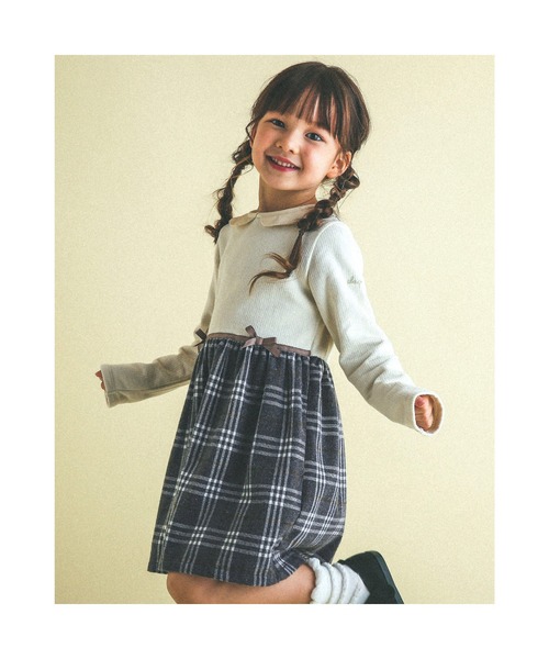 セール Slapslip 襟付きチェック柄切り替えワンピース 80 130cm ワンピース Slap Slip スラップスリップ のファッション通販 Zozotown