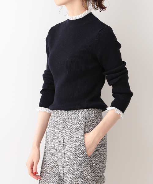IENA(イエナ)の「《追加》ファインウールレースツキハイネックリブプルオーバー◆(ニット/セーター・レディース・ホワイト系/チャコールグレー/ネイビー・FREE)」の19枚目の写真