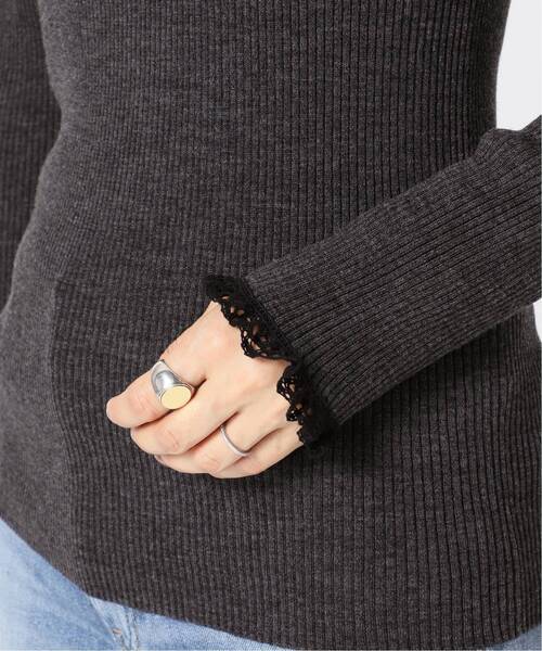 セール】《追加》ファインウールレースツキハイネックリブプルオーバー  