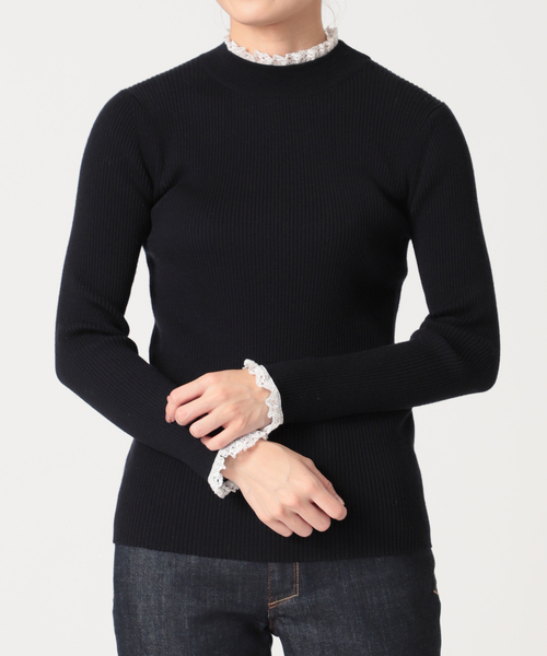 【新品タグ付き】イエナ ファインウール レースツキ ハイネックリブ プルオーバー セール】ファインウールレースツキハイネックリブプルオーバー