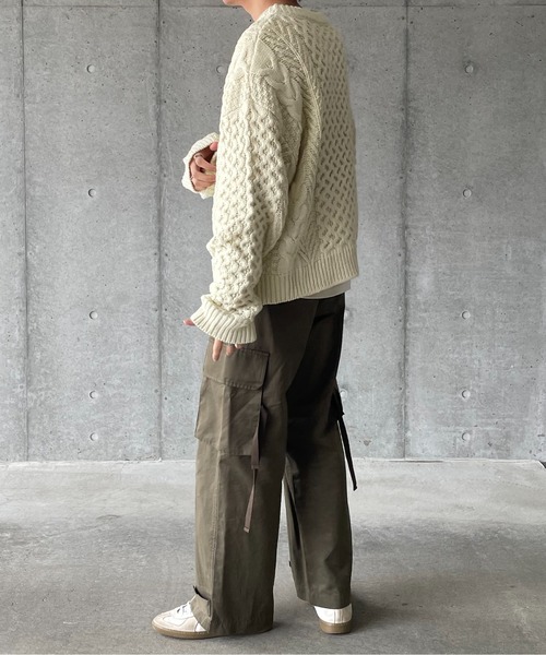 y/m by れぽすけ(イムバイレポスケ)の「アランケーブルニット(ニット/セーター・メンズ・オフホワイト/ブラック・MEDIUM/LARGE)」の22枚目の写真