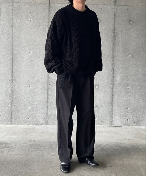 y/m by れぽすけ(イムバイレポスケ)の「アランケーブルニット(ニット/セーター・メンズ・オフホワイト/ブラック・MEDIUM/LARGE)」の11枚目の写真