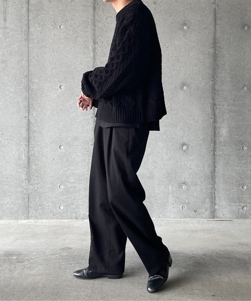 y/m by れぽすけ(イムバイレポスケ)の「アランケーブルニット(ニット/セーター・メンズ・オフホワイト/ブラック・MEDIUM/LARGE)」の12枚目の写真