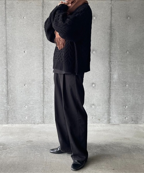 y/m by れぽすけ(イムバイレポスケ)の「アランケーブルニット(ニット/セーター・メンズ・オフホワイト/ブラック・MEDIUM/LARGE)」の20枚目の写真