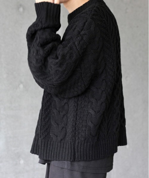 y/m by れぽすけ(イムバイレポスケ)の「アランケーブルニット(ニット/セーター・メンズ・オフホワイト/ブラック・MEDIUM/LARGE)」の18枚目の写真
