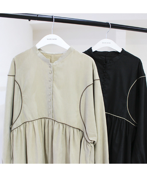 MODE ROBE(モードローブ)の「バイカラーステッチウエストタックワンピース(ワンピース・レディース・ブラック/ベージュ・FREE)」の18枚目の写真