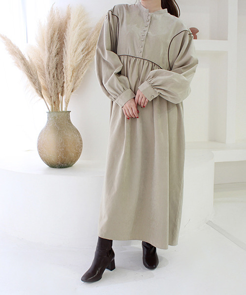 MODE ROBE(モードローブ)の「バイカラーステッチウエストタックワンピース(ワンピース・レディース・ブラック/ベージュ・FREE)」の16枚目の写真