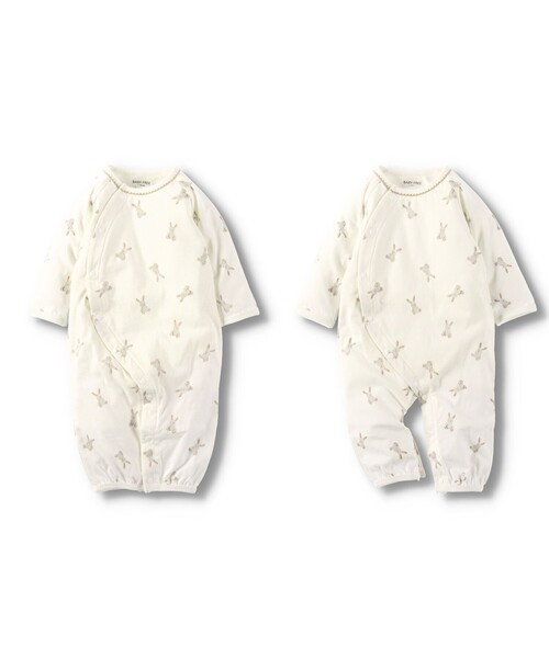 BRANSHES（ブランシェス）の「うさぎ柄肌着付き2WAYオール（ロンパース・キッズ・オフホワイト/ピンク・FREE）」の2枚目の写真