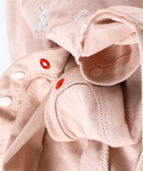 BRANSHES（ブランシェス）の「うさぎ柄肌着付き2WAYオール（ロンパース・キッズ・オフホワイト/ピンク・FREE）」の4枚目の写真