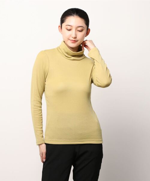 FUNALIVE(ファンアライブ)の「PAGE ONE ひまわりオイル加工シャーリングタートル長袖(Tシャツ/カットソー・レディース・ブラック/イエロー/アイボリー/ダークグレー/モカ/グレイッシュブルー・LL/M/L)」の6枚目の写真