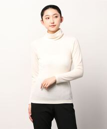 PAGE ONE ひまわりオイル加工シャーリングタートル長袖