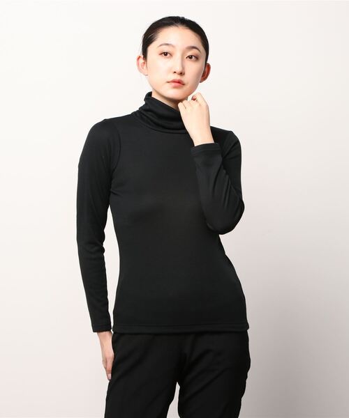 FUNALIVE(ファンアライブ)の「PAGE ONE ひまわりオイル加工シャーリングタートル長袖(Tシャツ/カットソー・レディース・ブラック/イエロー/アイボリー/ダークグレー/モカ/グレイッシュブルー・LL/M/L)」の1枚目の写真