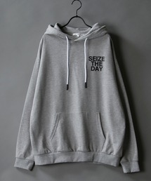 wide silhouette hood logo sweat hoodie/ワイドシルエット フードロゴ スウェット フーディー/パーカー