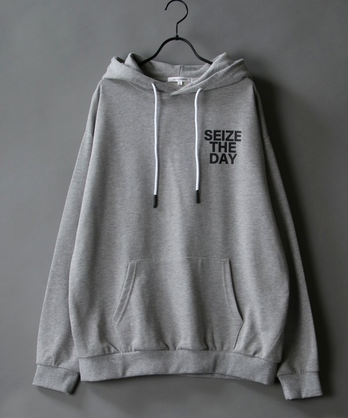 SITRY（シトリー）の「wide silhouette hood logo sweat hoodie/ワイドシルエット フードロゴ スウェット フーディー/パーカー（パーカー・メンズ・ブラック/杢グレー/パープル/グリーン/オフホワイト・L/M）」の4枚目の写真