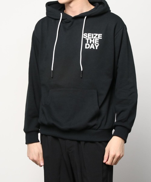 SITRY（シトリー）の「wide silhouette hood logo sweat hoodie/ワイドシルエット フードロゴ スウェット フーディー/パーカー（パーカー・メンズ・ブラック/杢グレー/パープル/グリーン/オフホワイト・L/M）」の6枚目の写真