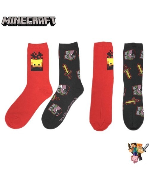 Minecraft マインクラフト ソックス Crews ブレイズ ゾンビピッグマン 金の剣 2 Pack1set Mf057mccgl 2パックセット マイクラ ソックス 靴下 Ability アビリティ のファッション通販 Zozotown