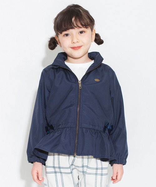 BRANSHES（ブランシェス）の「【撥水加工】裾フリルウィンドブレーカー（ナイロンジャケット・キッズ・ネイビー/ピンク・90cm/100cm/110cm/120cm/130cm/140cm/150cm）」の3枚目の写真