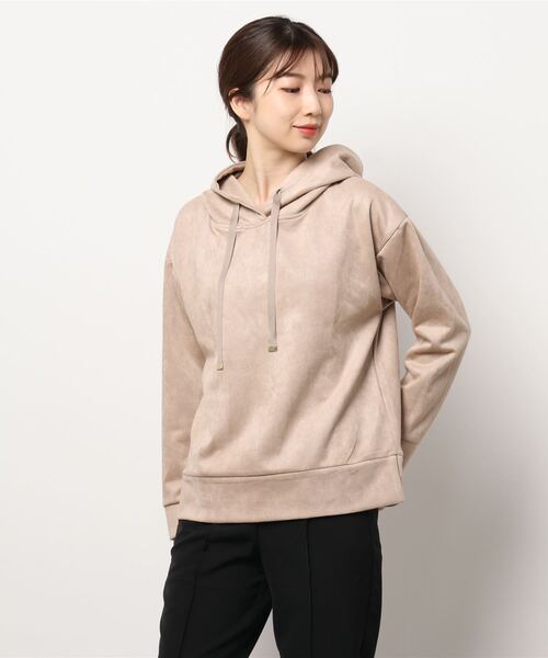 Te chichi（テチチ）の「ピーチスエード調パーカー（パーカー・レディース・ベージュ/グレー/オフホワイト・ﾌﾘ-）」の7枚目の写真