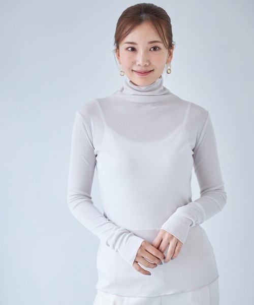 each（イーチ）の「シアータートルネックトップス（Tシャツ/カットソー・レディース・ブラック/ライム/グレイッシュベージュ/ホワイト・FREE）」の15枚目の写真