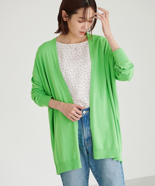 ROPE' PICNIC(ロペピクニック)の「【WEB限定カラー:ネイビー】UVカット&洗濯機OK/Aラインカーディガン(カーディガン/ボレロ・レディース・ブラック/ライトグレー/ネイビー/パープル/マスタード/ダークブラウン/ライトグリーン・38)」の4枚目の写真