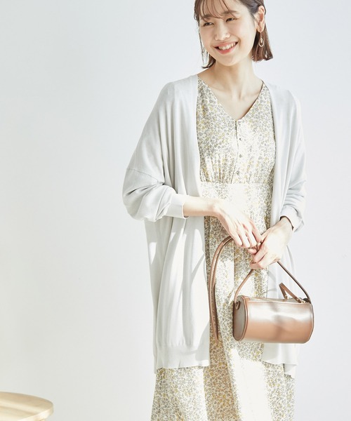 ROPE' PICNIC(ロペピクニック)の「【WEB限定カラー:ネイビー】UVカット&洗濯機OK/Aラインカーディガン(カーディガン/ボレロ・レディース・ブラック/ライトグレー/ネイビー/パープル/マスタード/ダークブラウン/ライトグリーン・38)」の3枚目の写真