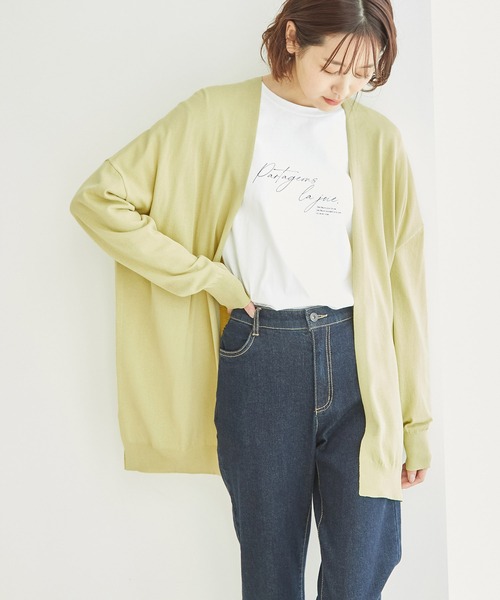 ROPE' PICNIC(ロペピクニック)の「【WEB限定カラー:ネイビー】UVカット&洗濯機OK/Aラインカーディガン(カーディガン/ボレロ・レディース・ブラック/ライトグレー/ネイビー/パープル/マスタード/ダークブラウン/ライトグリーン・38)」の7枚目の写真