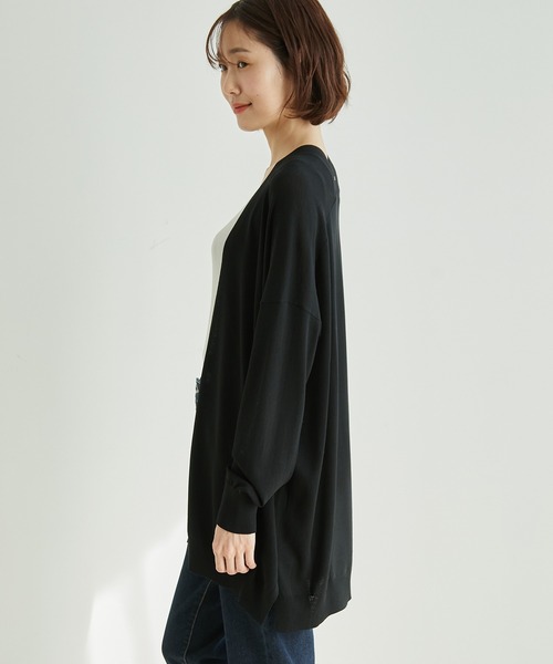 ROPE' PICNIC(ロペピクニック)の「【WEB限定カラー:ネイビー】UVカット&洗濯機OK/Aラインカーディガン(カーディガン/ボレロ・レディース・ブラック/ライトグレー/ネイビー/パープル/マスタード/ダークブラウン/ライトグリーン・38)」の8枚目の写真