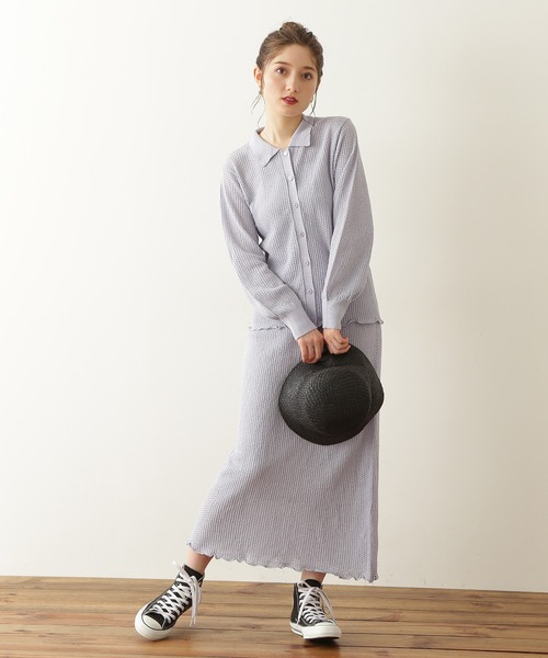 N.（N. Natural Beauty Basic）（エヌエヌナチュラルビューティーベーシック）の「《n.'look》◆透かし柄ポロ襟シャツニット（ニット/セーター・レディース・ブラウン/レッド/ブルーグレー・MEDIUM）」の11枚目の写真